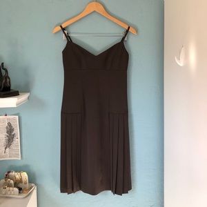 jcrew pleated structured wool dress brown 0P $125